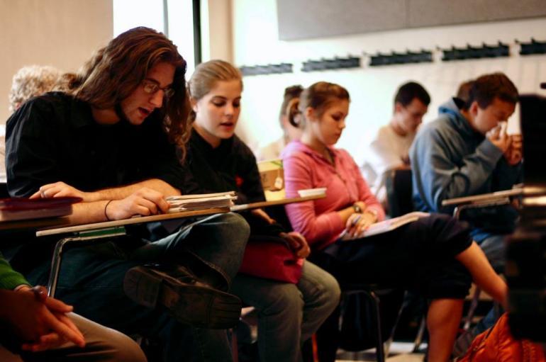 Students in a Music Department class