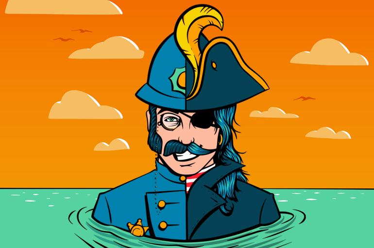 A graphic image of a pirate