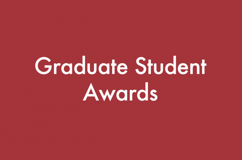 White text over a red background, reading "Graduate Student Awards"