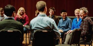 Students, Professor Augusta Read Thomas sit down with composer Philip Glass
