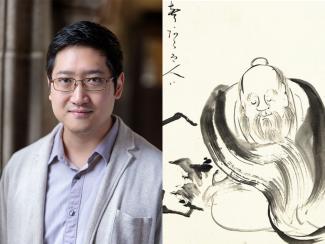 Anthony Cheung next to art for "Chōmu"