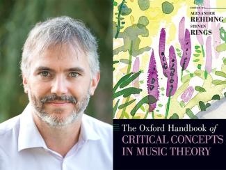 Steven Rings Headshot alongside cover art for Critical Concepts in Music Theory