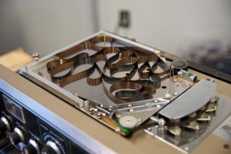 Magnetic tape used to record audio