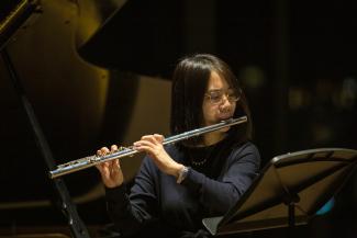 Student playing instrument