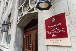 Goodspeed Hall door and sign