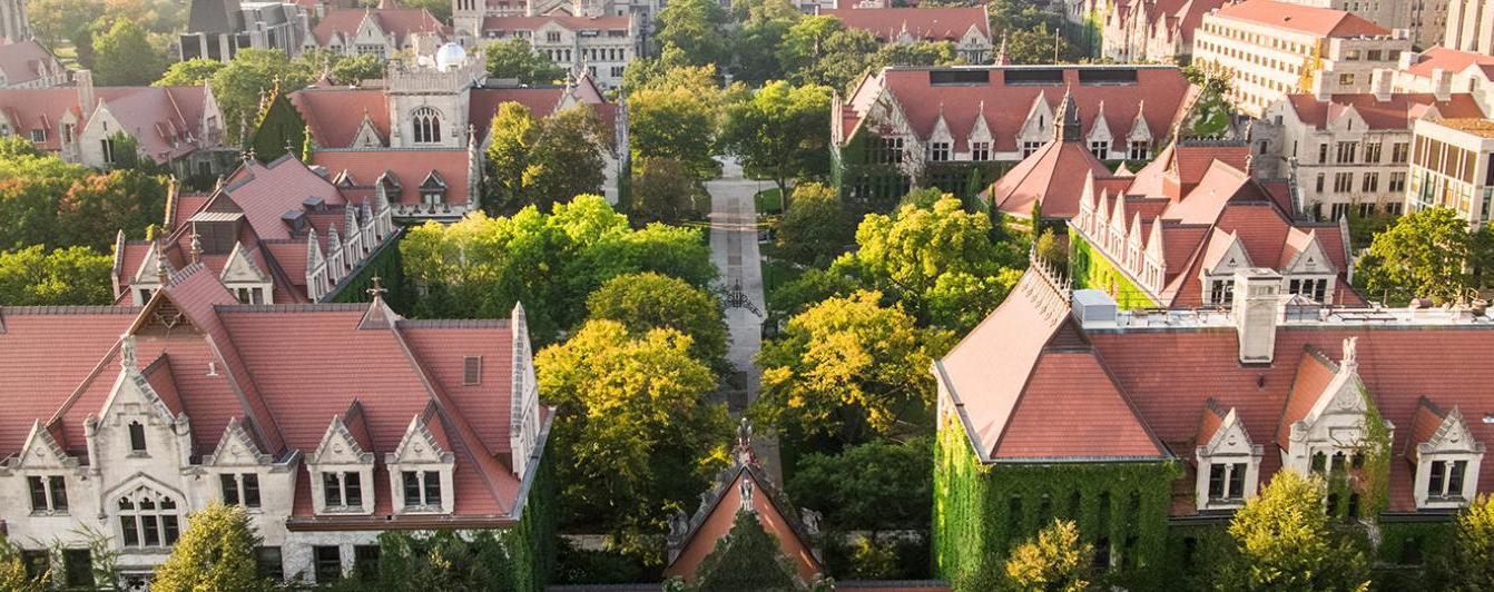 Aerial view of the University of Chicago Quad