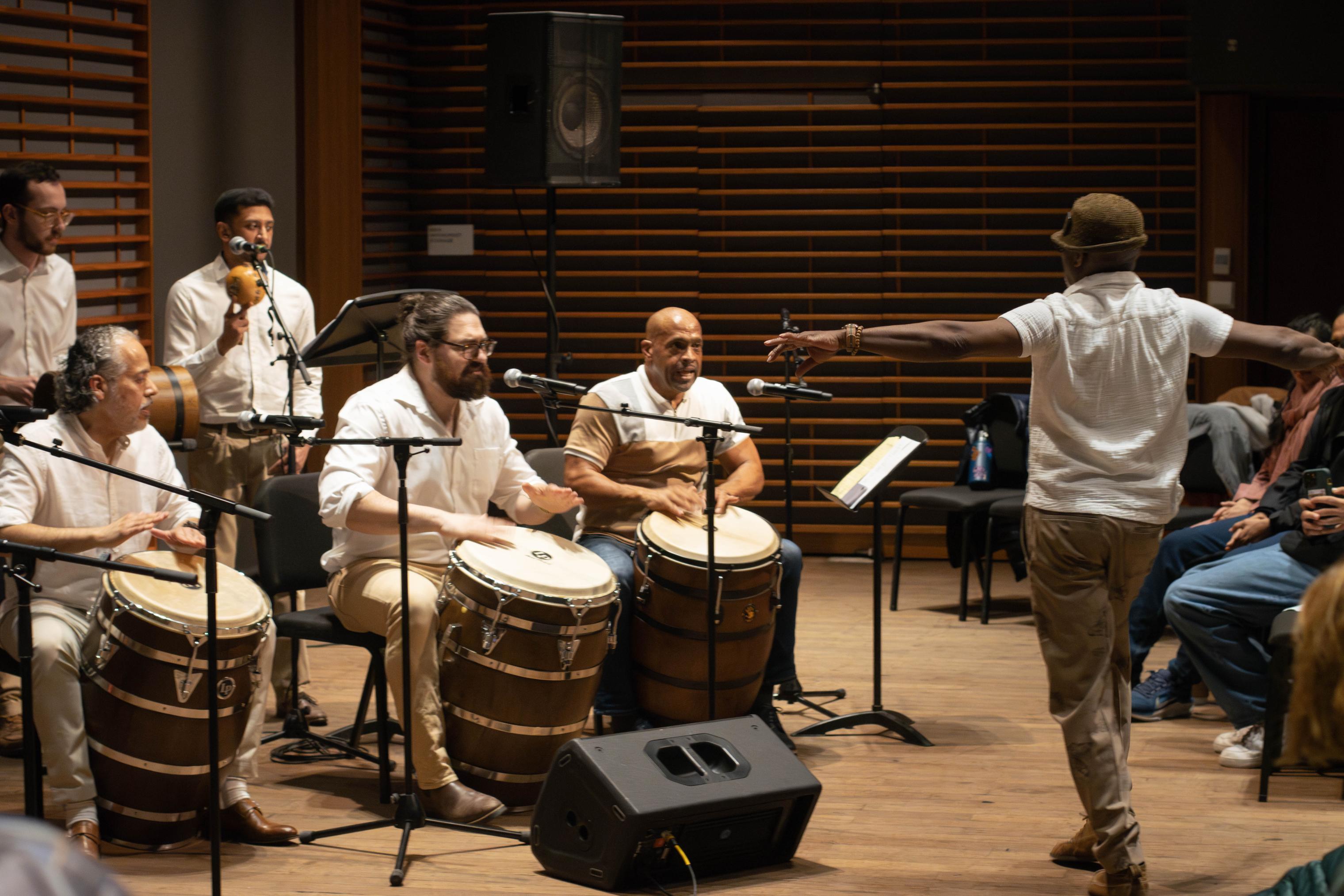 Afro-Cuban Folkloric Ensemble performing in the Logan Center
