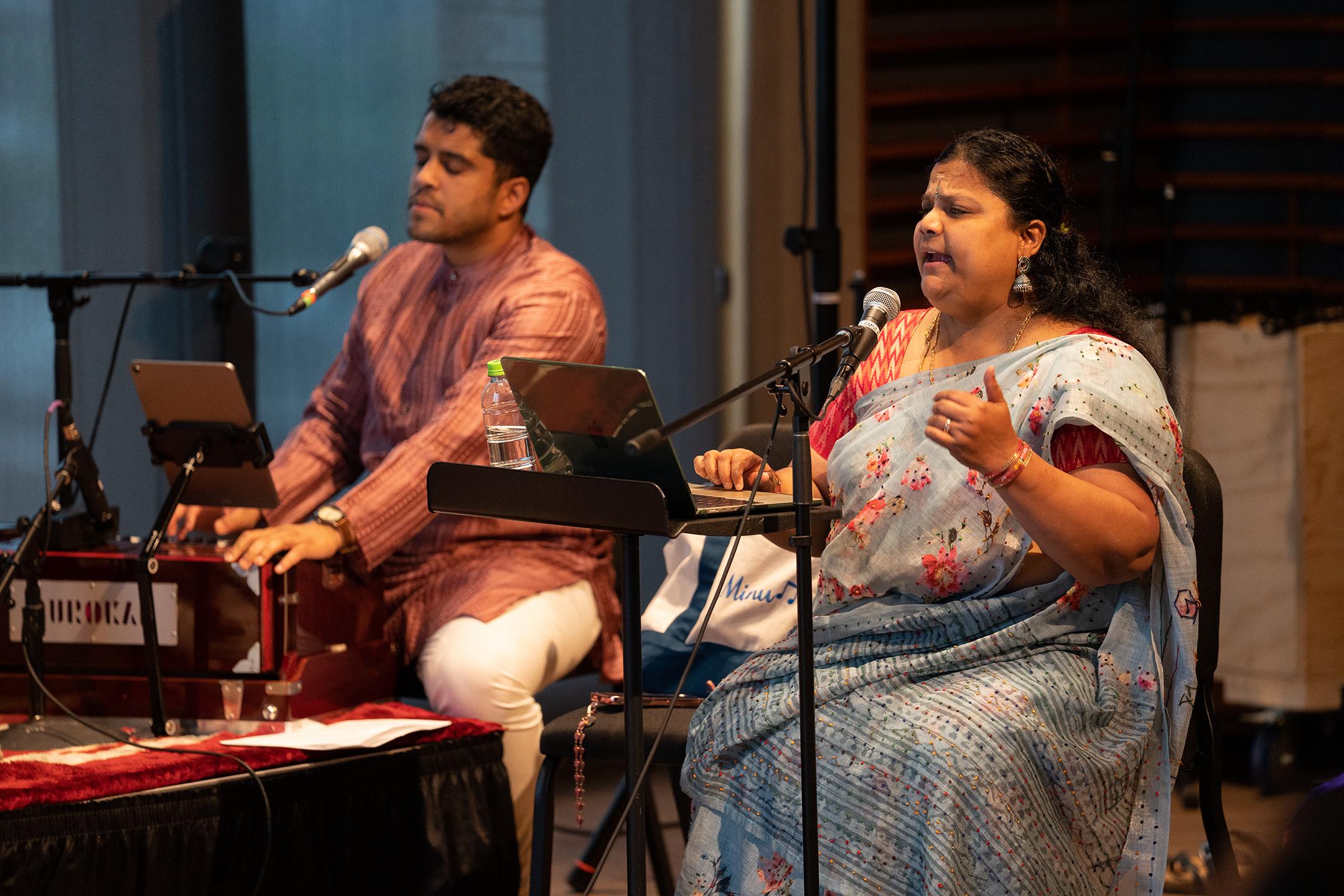 South Asian Music Ensemble performing in the Logan Center