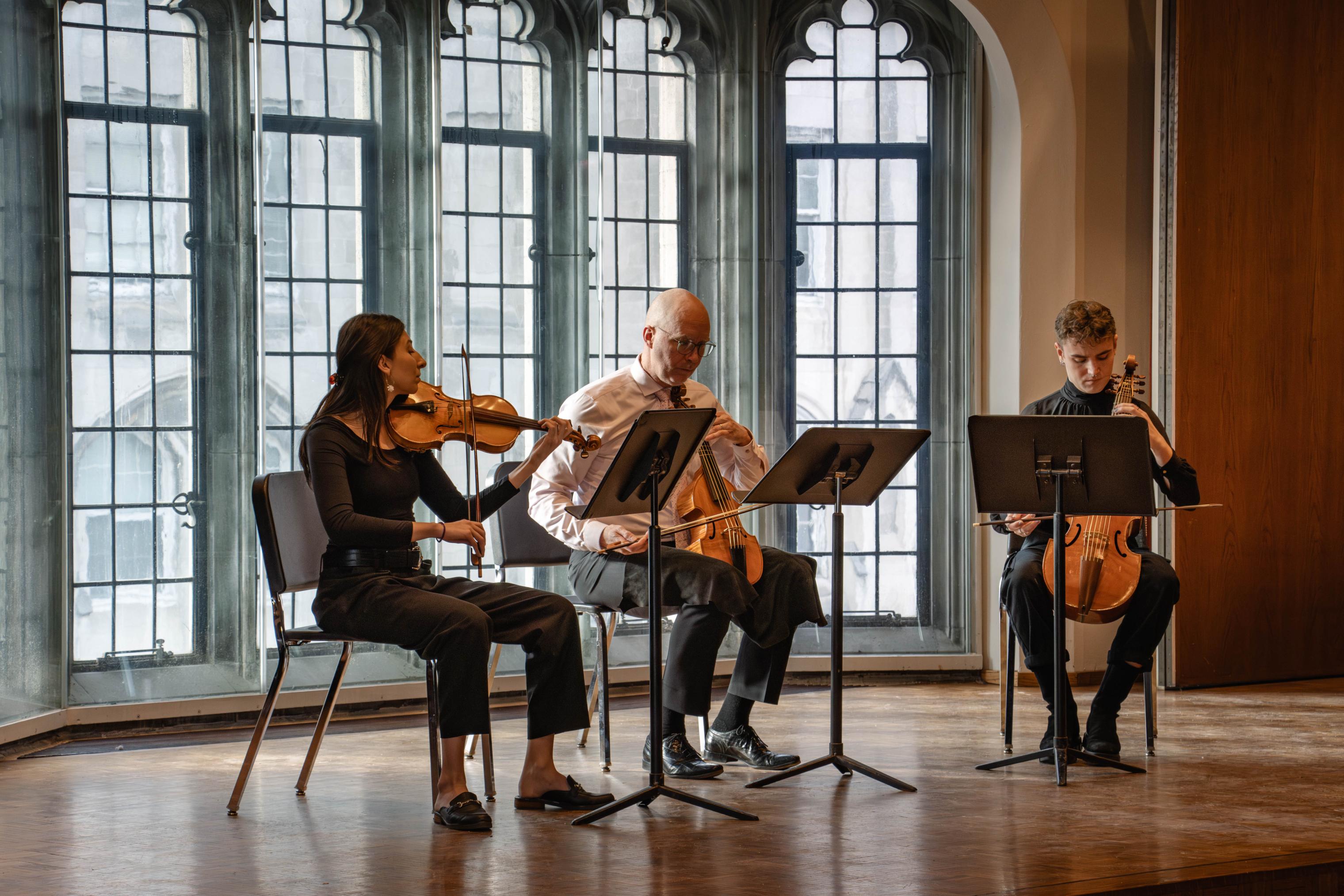 Members of the Early Music Ensemble performing in Fulton Recital Hall