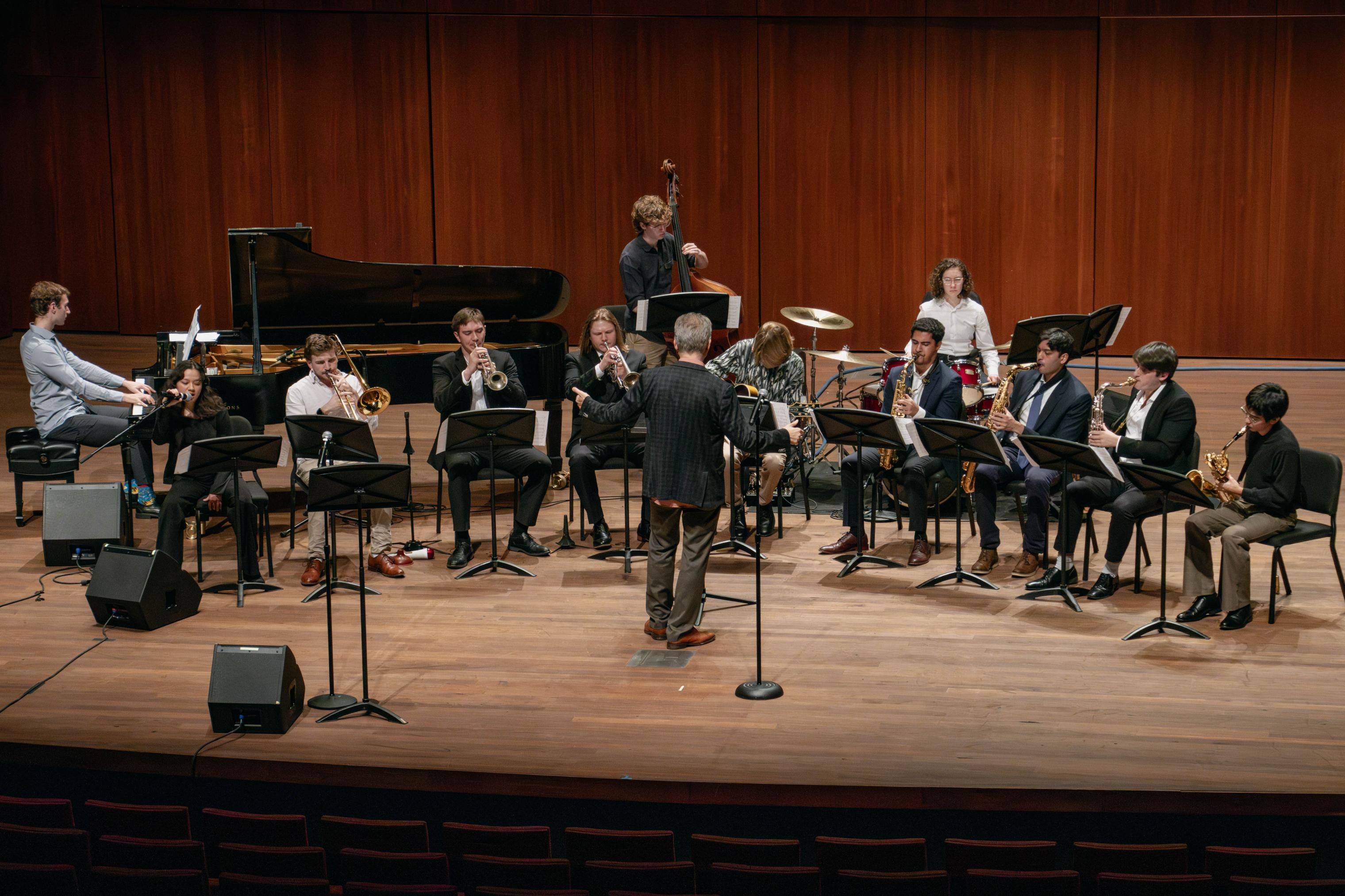 Jazz Ensemble performing in the Logan Center
