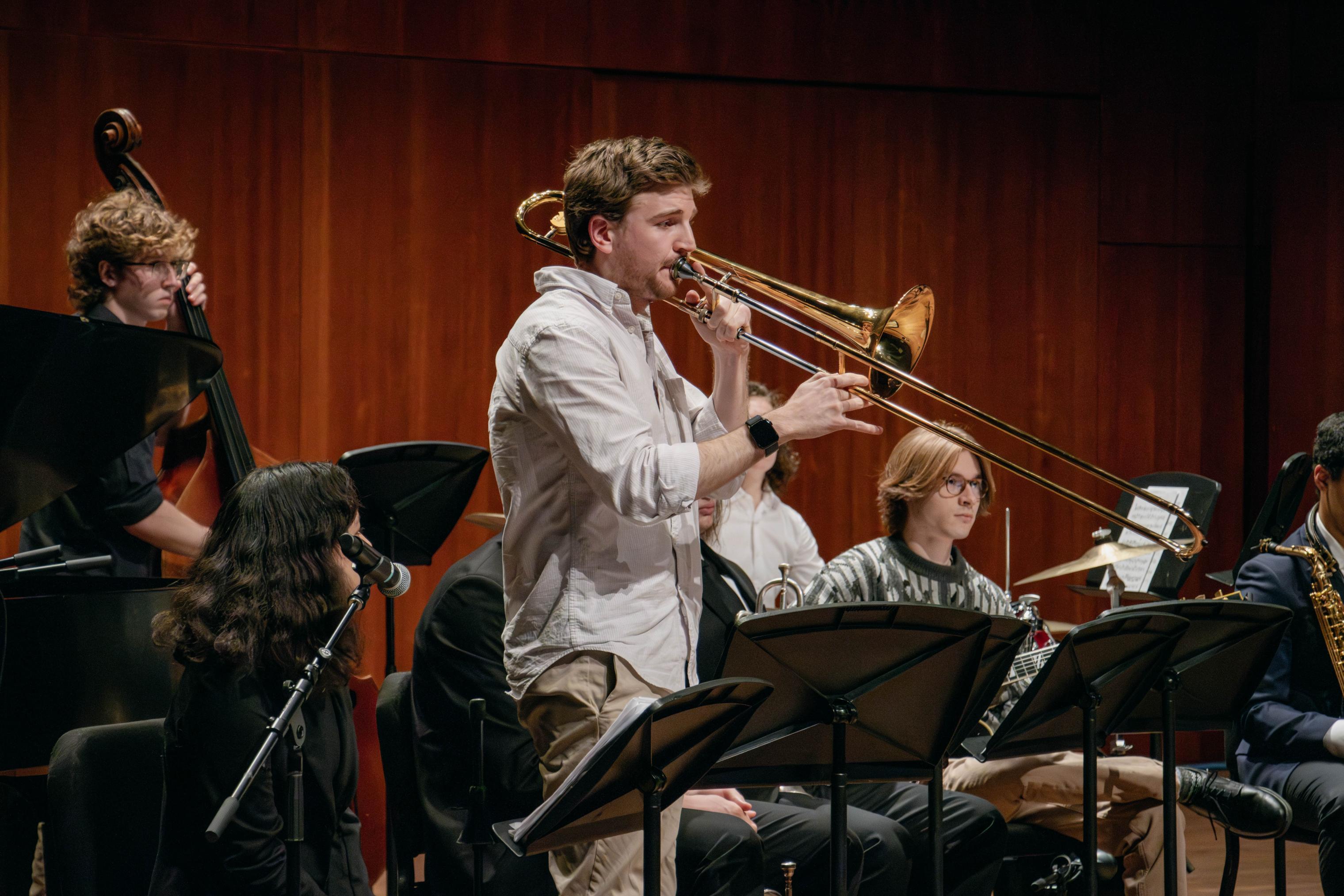 Jazz Ensemble performing in the Logan Center