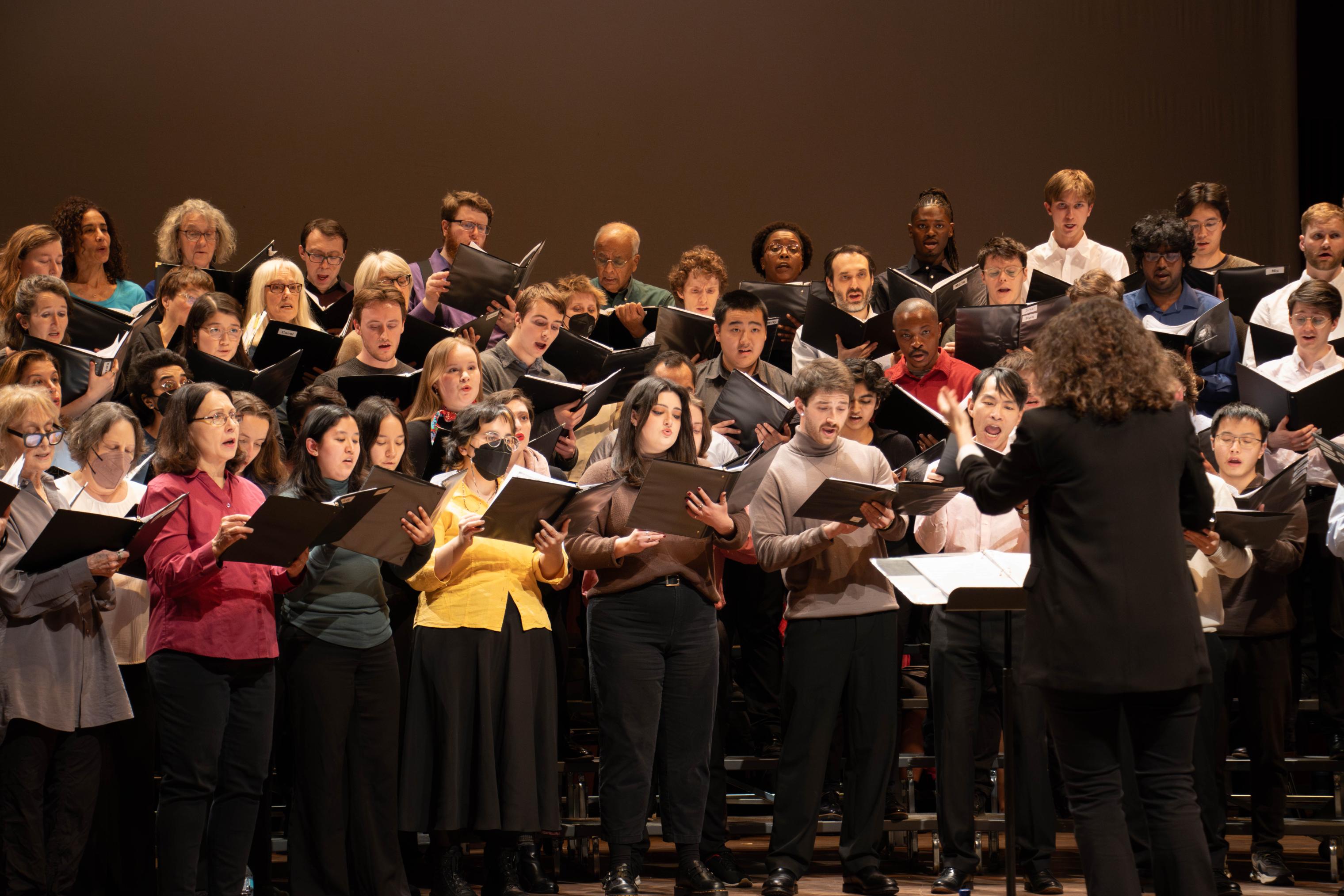 University Chorus performing in the Logan Center