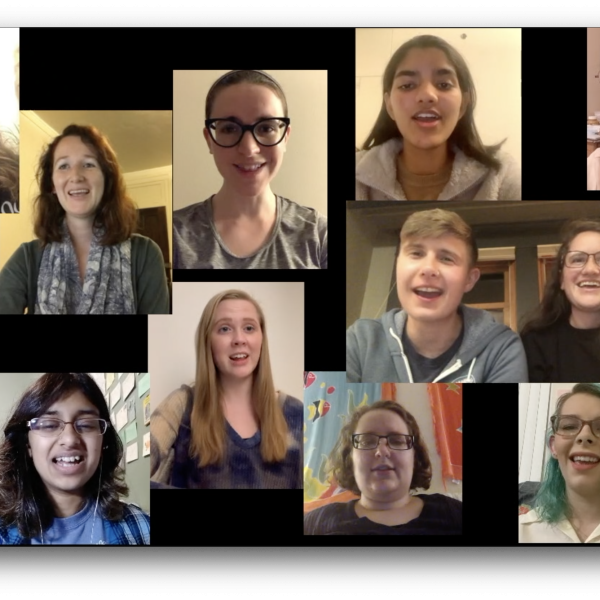 Screenshot of the Women's Ensemble in a remote recorded performance