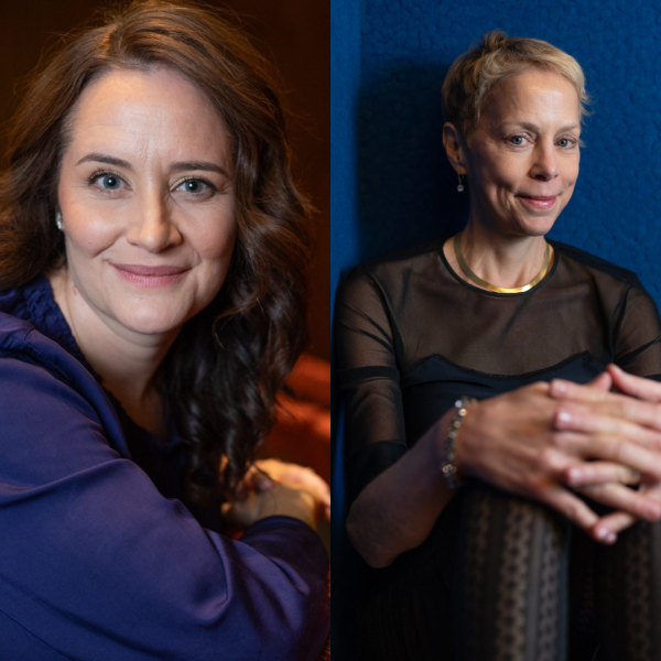 Sarah Curran headshot and Augusta Read Thomas headshot, photos by Sandy Morris | Sally Blood Photo