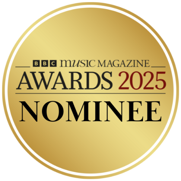 Golden circle with text inside that reads "BBC Music Magazine Awards 2025 Nominee"